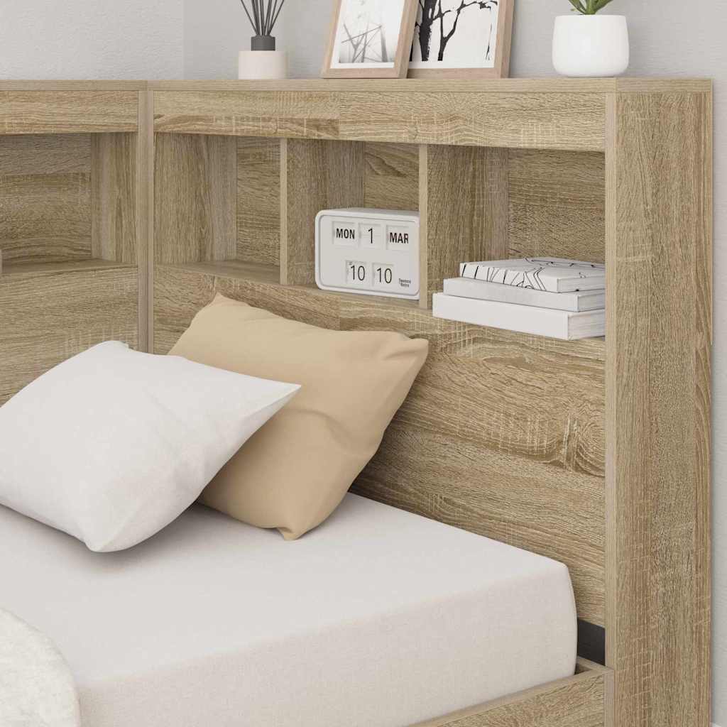 Storage Headboard with Shelf Sonoma oak 90 cm Engineered wood