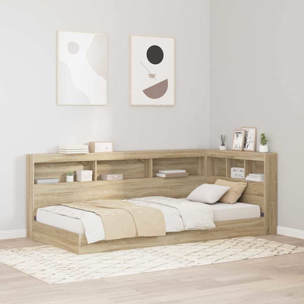 Storage Headboard with Shelf Sonoma oak 90 cm Engineered wood