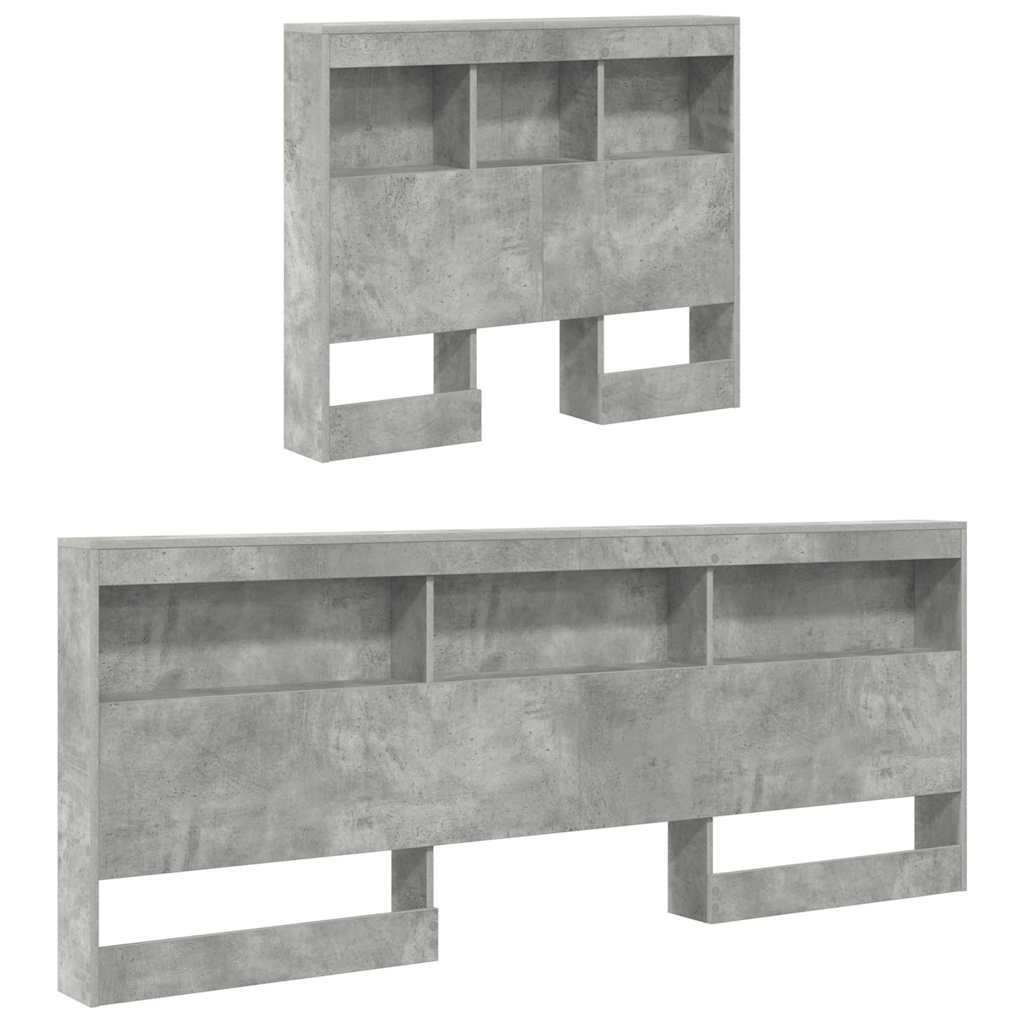 Storage Headboard Concrete grey 90 cm Engineered wood
