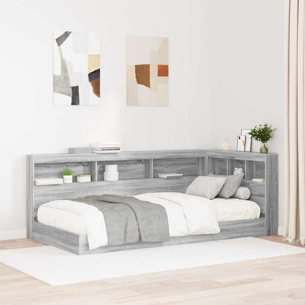 Storage Headboard with Shelf Grey sonoma 90 cm Engineered wood
