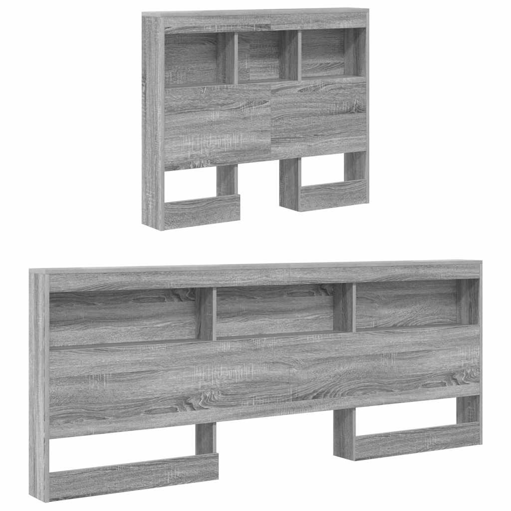 Storage Headboard with Shelf Grey sonoma 90 cm Engineered wood
