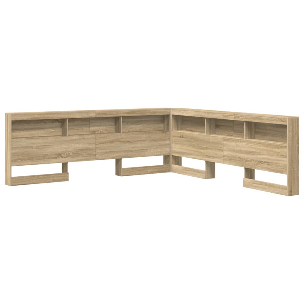 Storage Headboard with Shelf Sonoma oak 200 cm Engineered wood