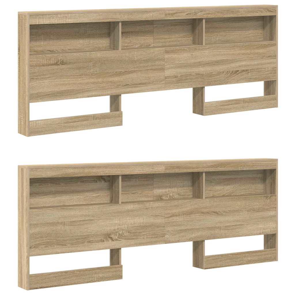 Storage Headboard with Shelf Sonoma oak 200 cm Engineered wood