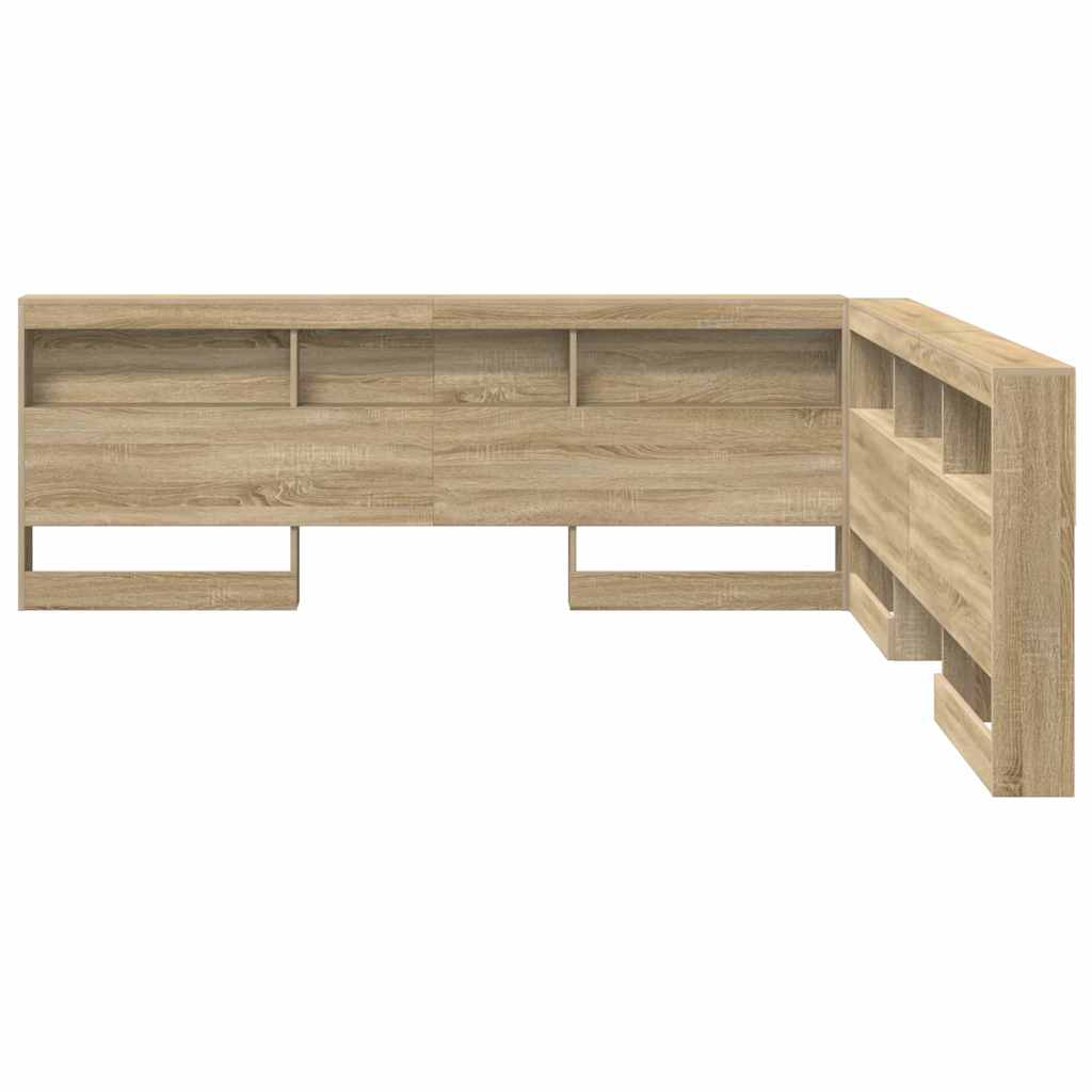 Storage Headboard with Shelf Sonoma oak 200 cm Engineered wood