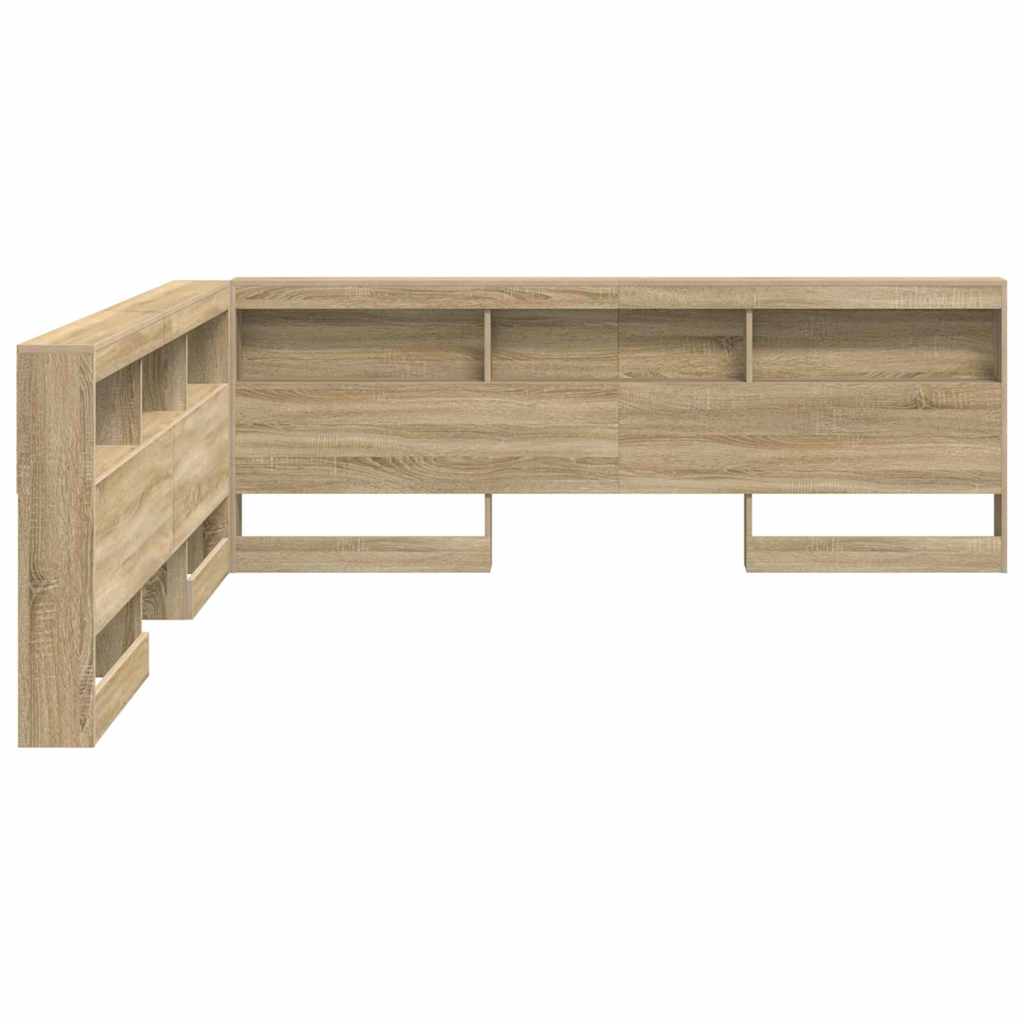 Storage Headboard with Shelf Sonoma oak 200 cm Engineered wood