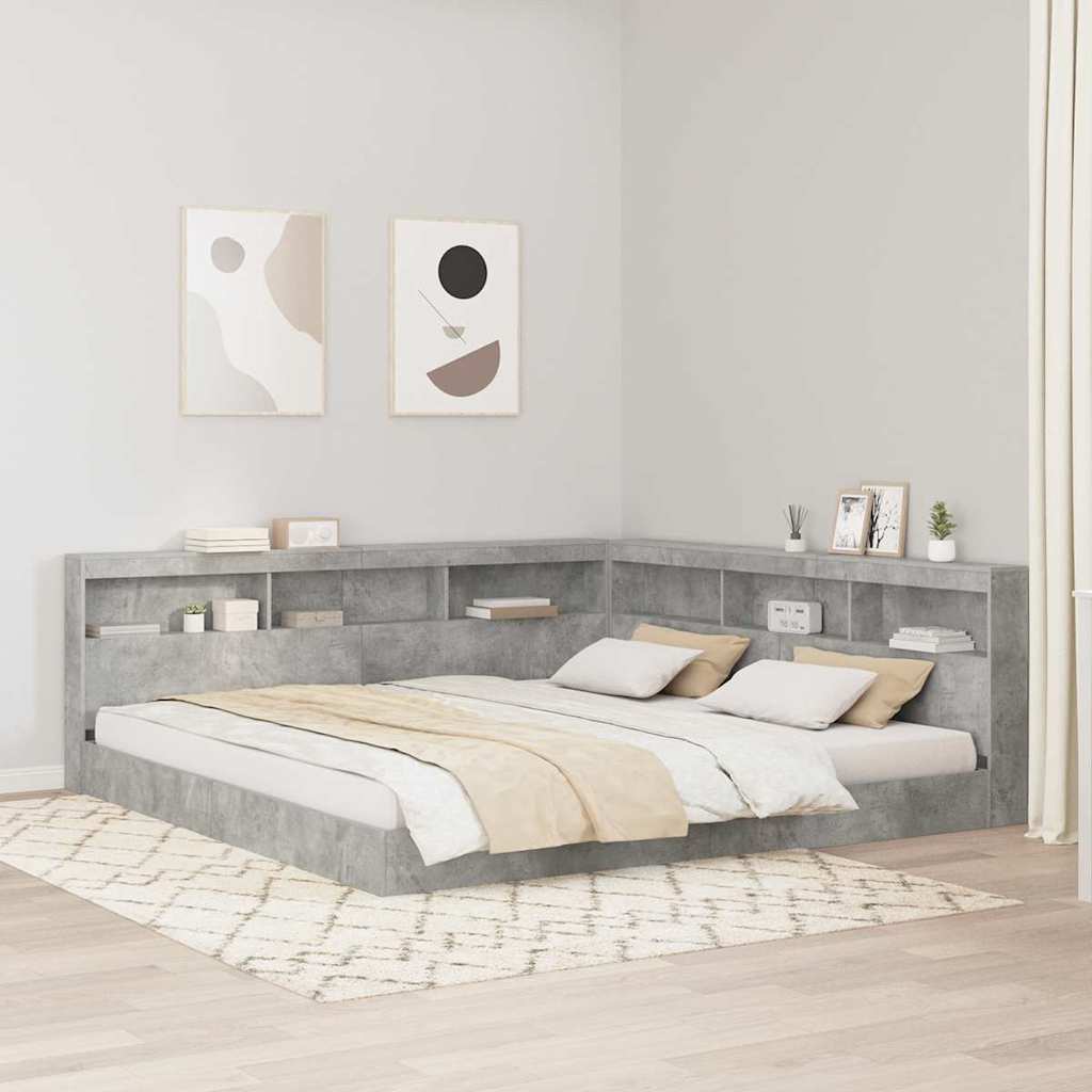 Storage Headboard Concrete grey 200 cm Engineered wood