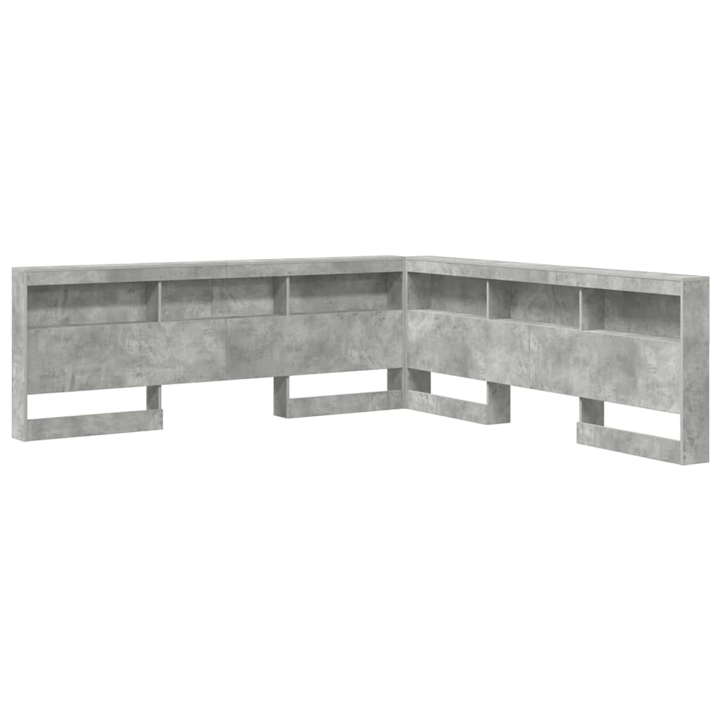 Storage Headboard Concrete grey 200 cm Engineered wood
