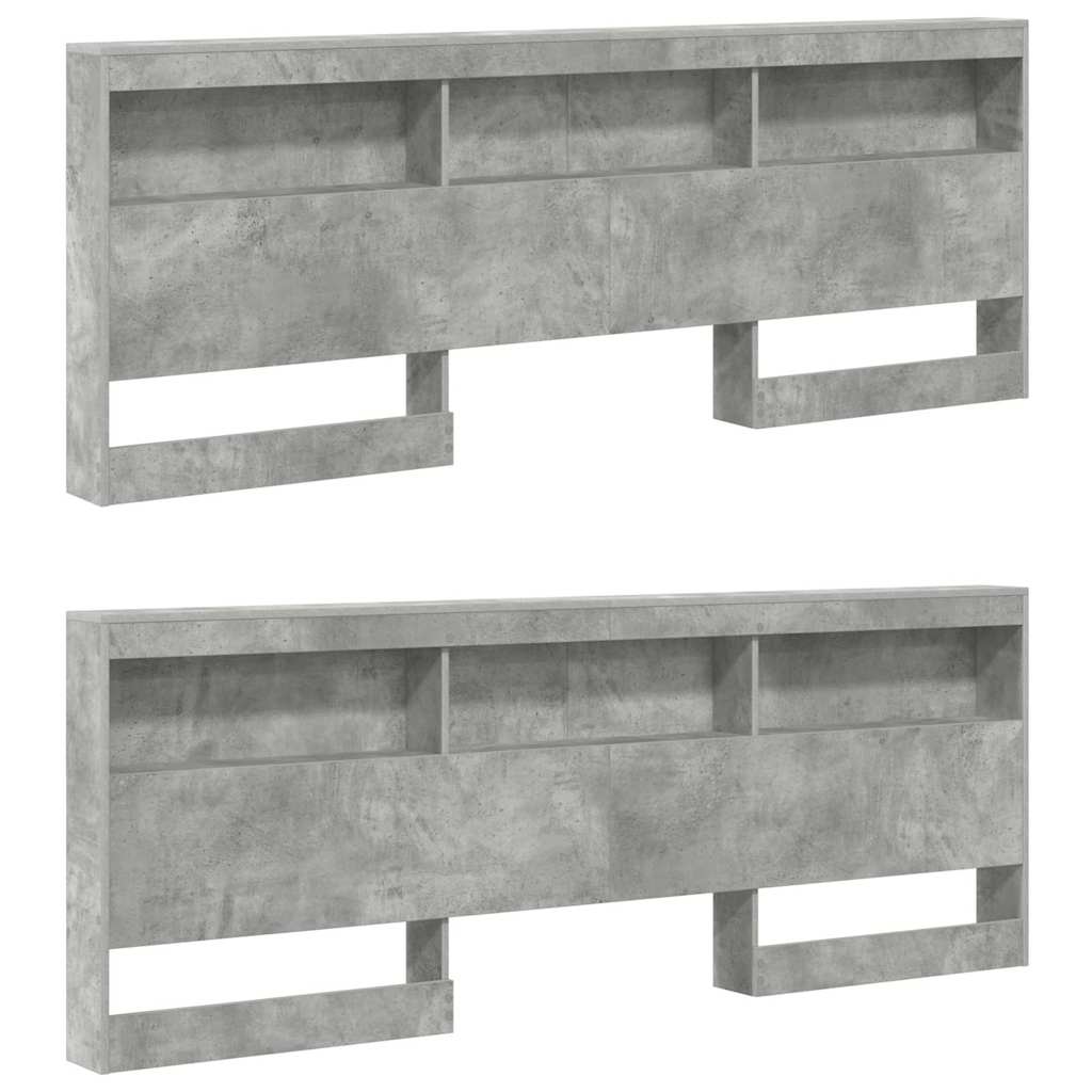 Storage Headboard Concrete grey 200 cm Engineered wood
