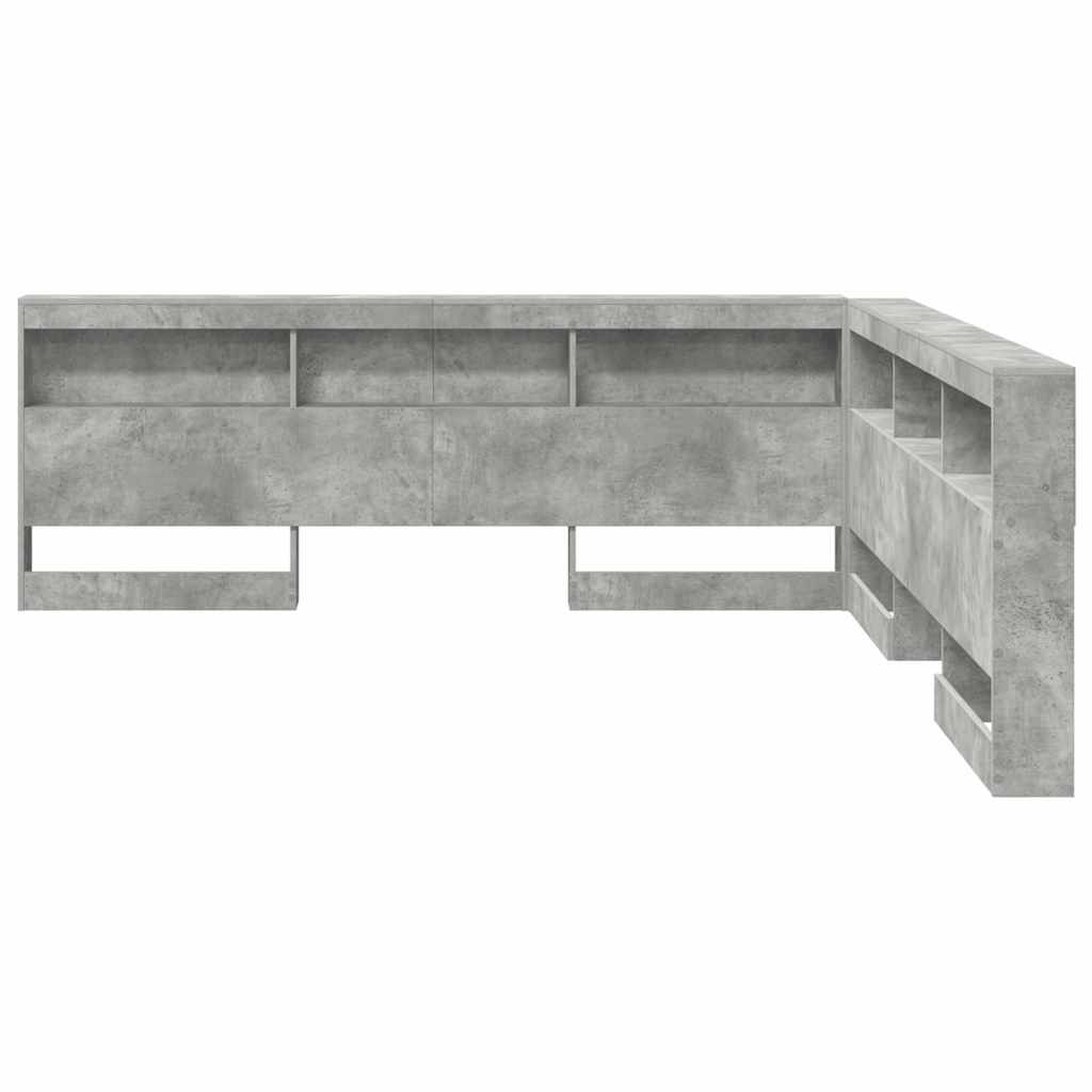Storage Headboard Concrete grey 200 cm Engineered wood