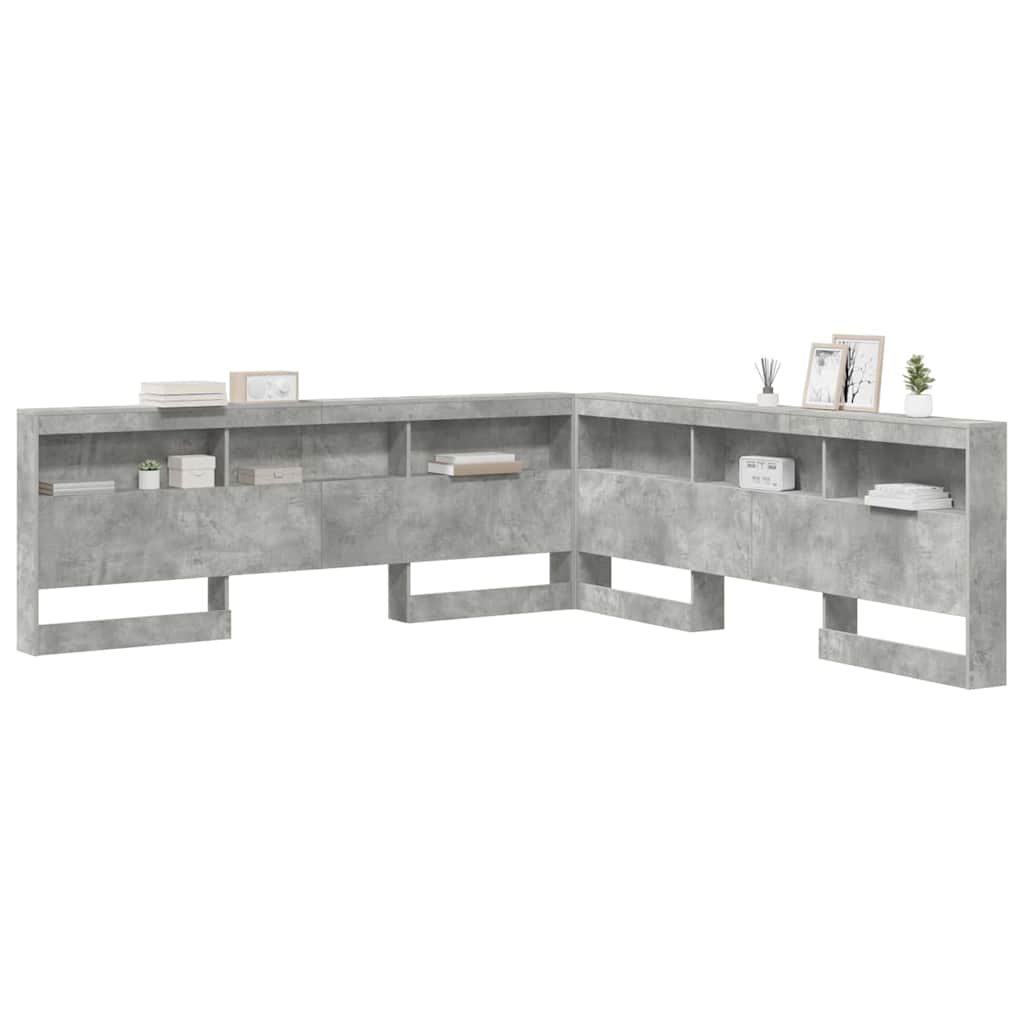 Storage Headboard Concrete grey 200 cm Engineered wood