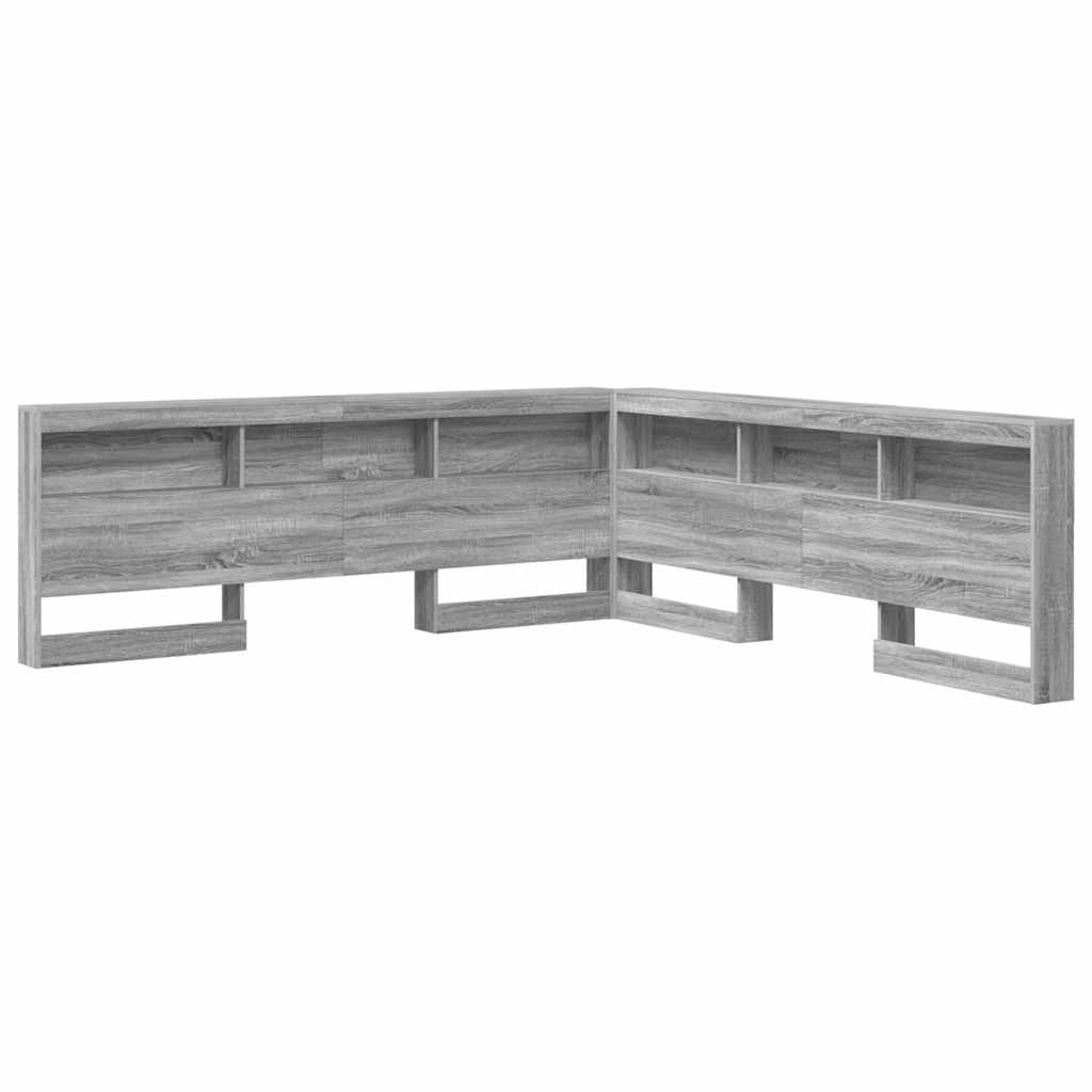 Storage Headboard with Shelf Grey sonoma 200 cm Engineered wood