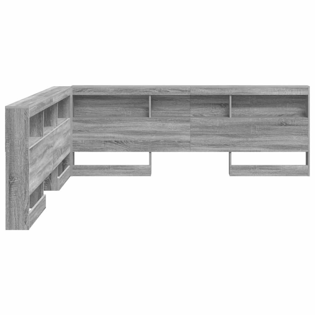 Storage Headboard with Shelf Grey sonoma 200 cm Engineered wood