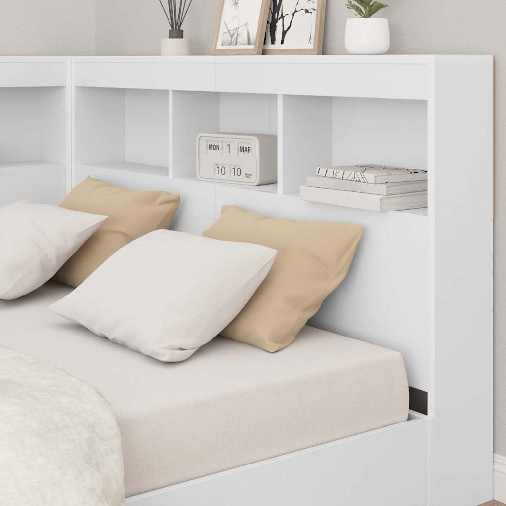 Storage Headboard with Shelf White 120 cm Engineered wood