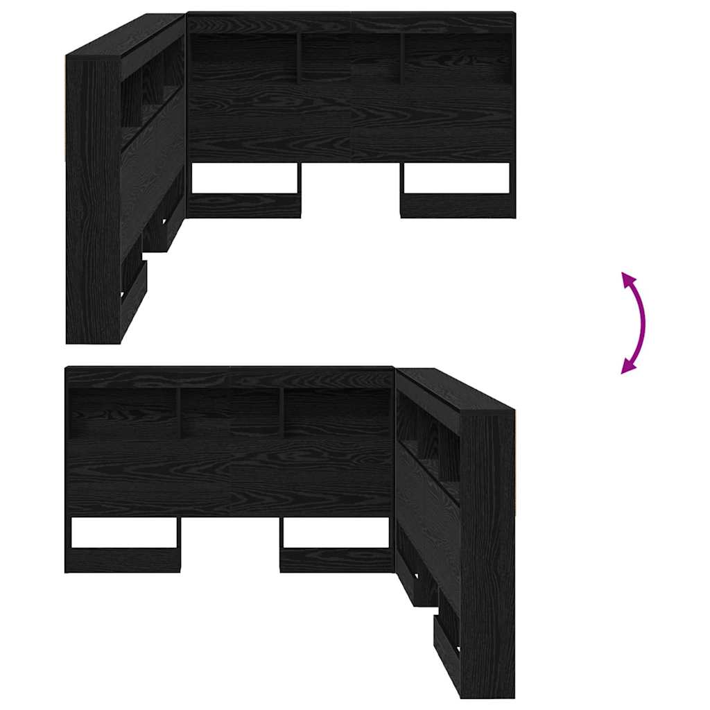 Storage Headboard with Shelf Black oak 120 cm Engineered wood