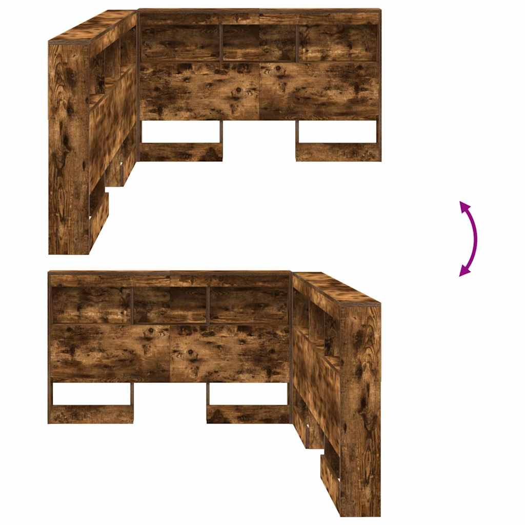 Storage Headboard with Shelf Smoked oak 120 cm Engineered wood