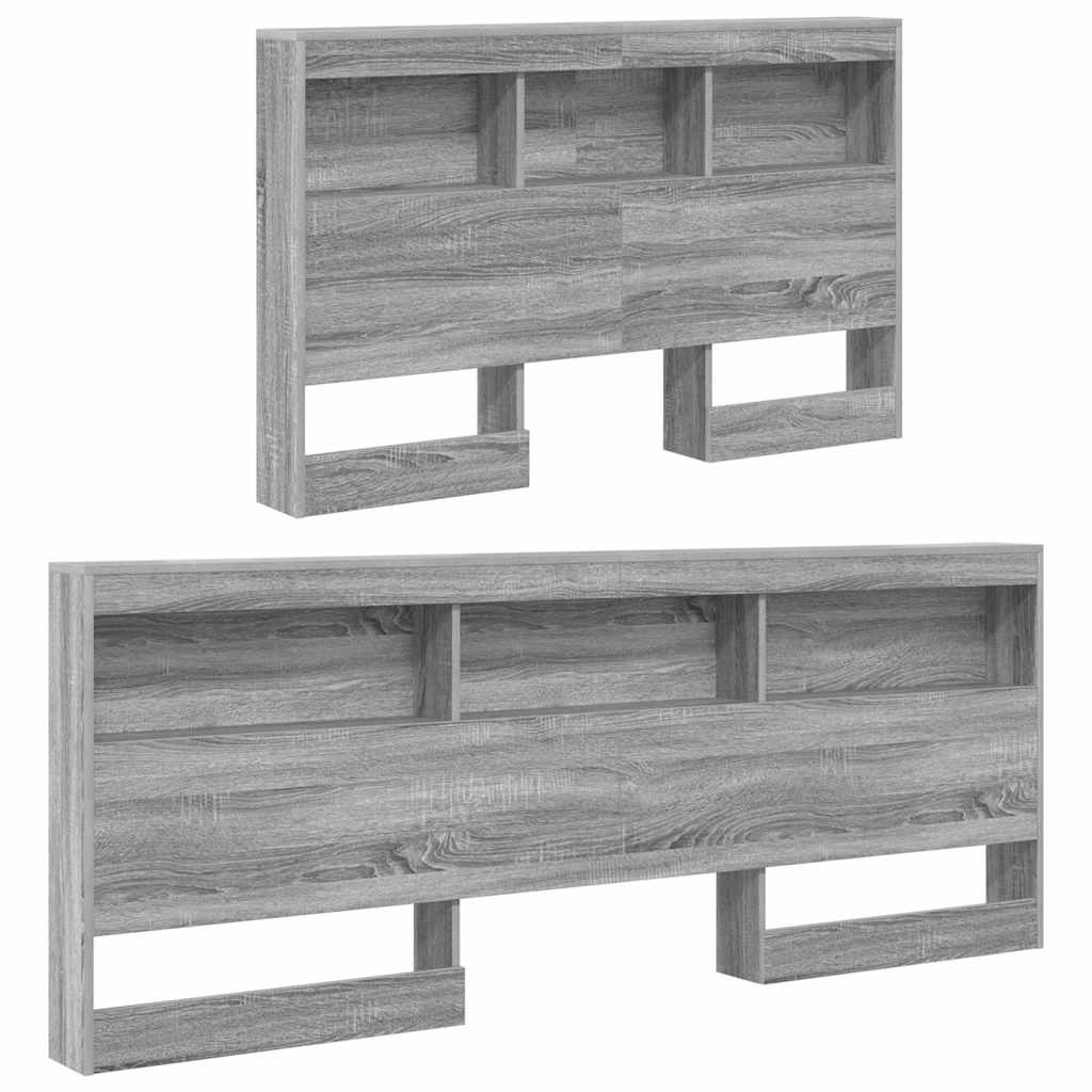 Storage Headboard with Shelf Grey sonoma 120 cm Engineered wood