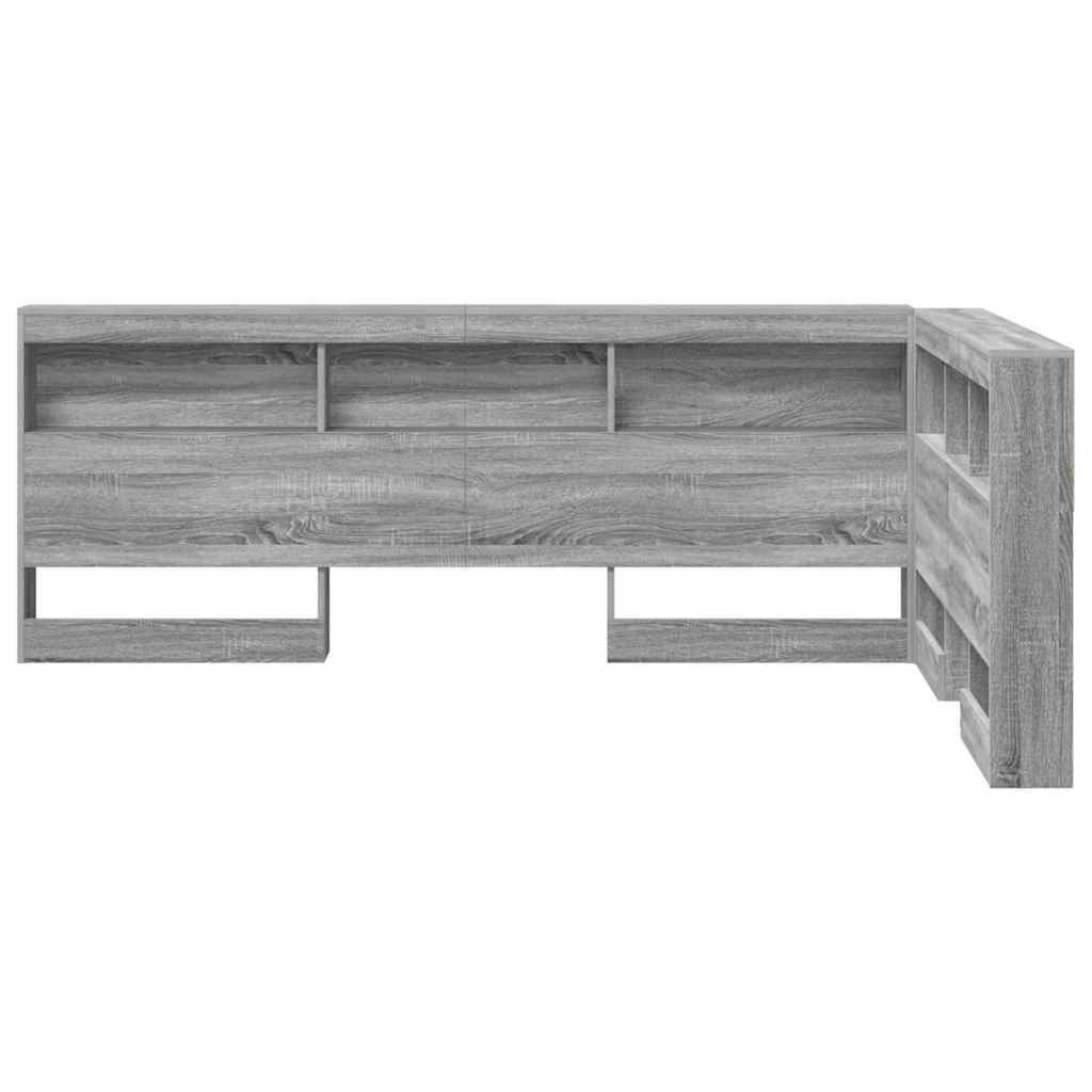 Storage Headboard with Shelf Grey sonoma 120 cm Engineered wood