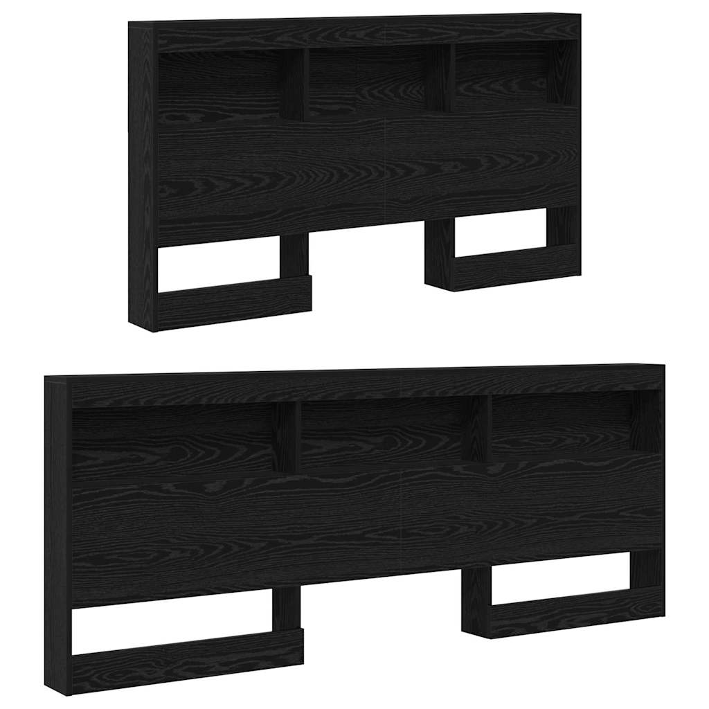 Storage Headboard with Shelf Black oak 140 cm Engineered wood
