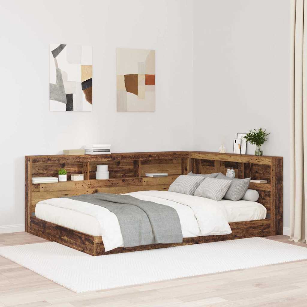 Storage Headboard with Shelf Old wood 140 cm Engineered wood