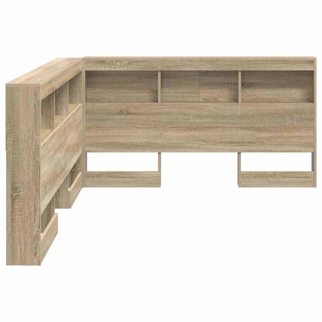 Storage Headboard with Shelf Sonoma oak 150 cm Engineered wood