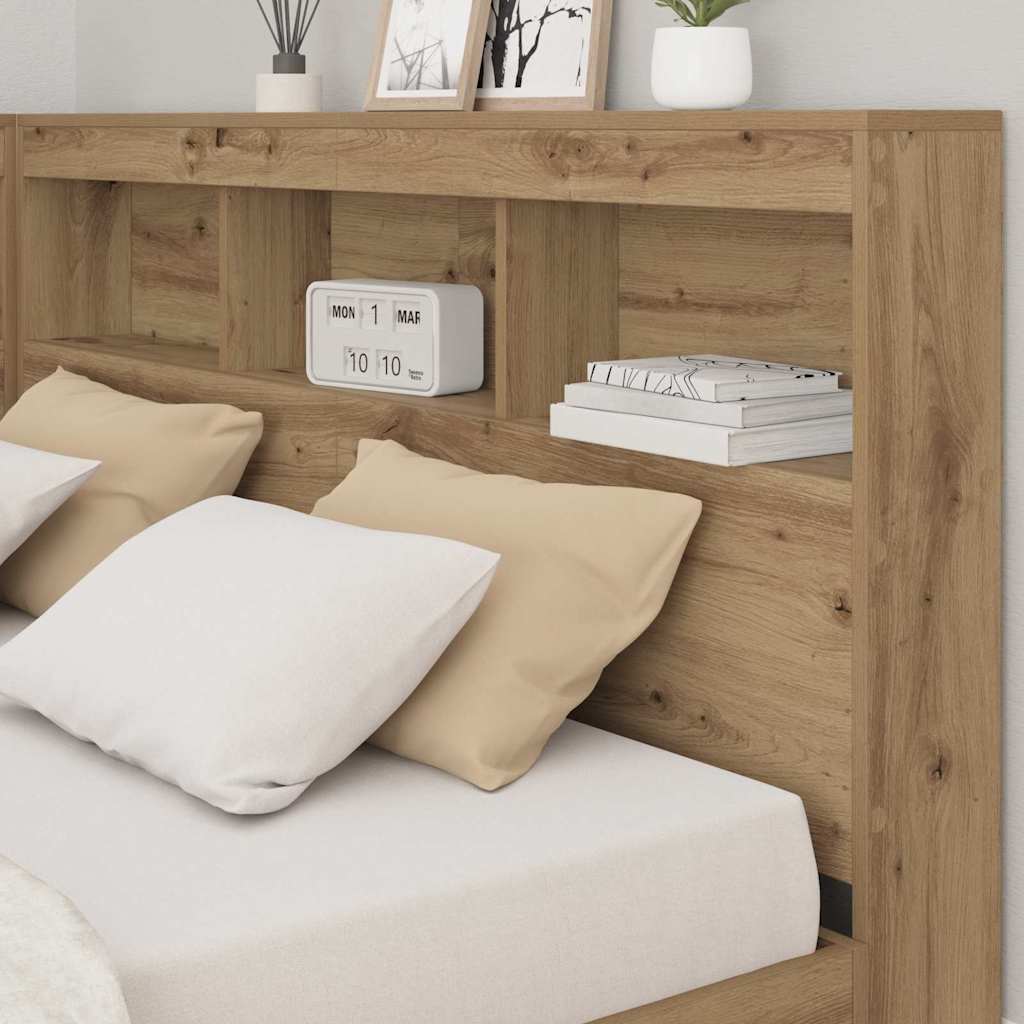Storage Headboard with Shelf Artisan oak 150 cm Engineered wood