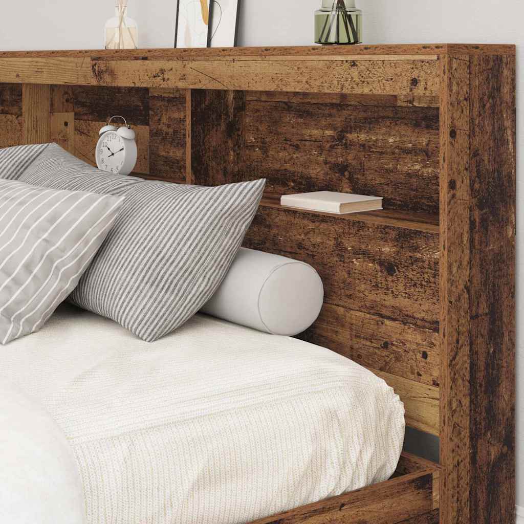 Storage Headboard with Shelf Old wood 180 cm Engineered wood