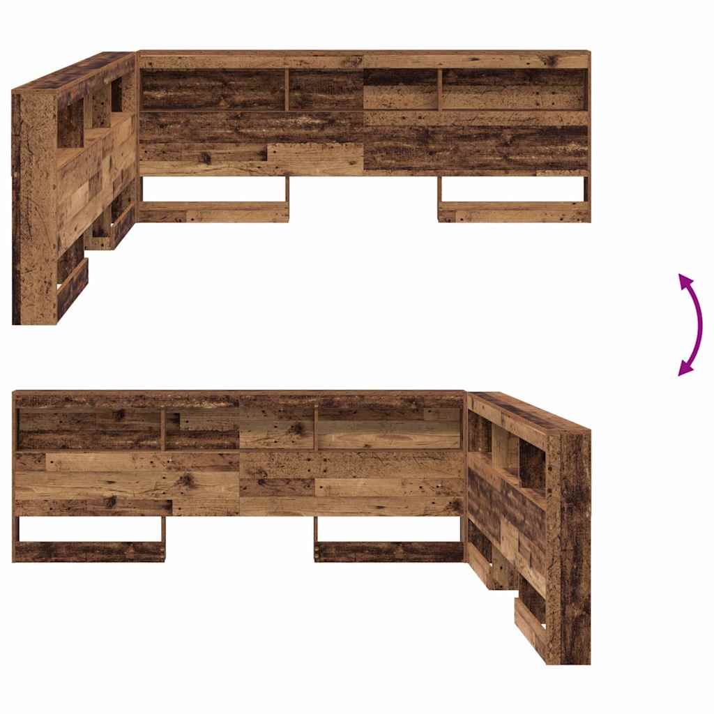 Storage Headboard with Shelf Old wood 180 cm Engineered wood