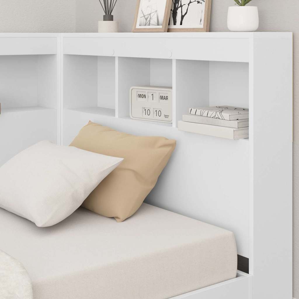Storage Headboard with Shelf White 90 cm Engineered wood