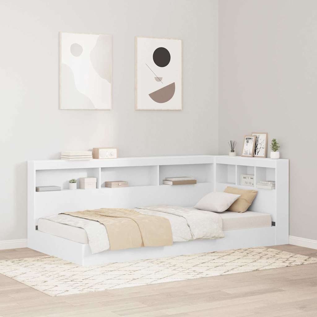 Storage Headboard with Shelf White 90 cm Engineered wood