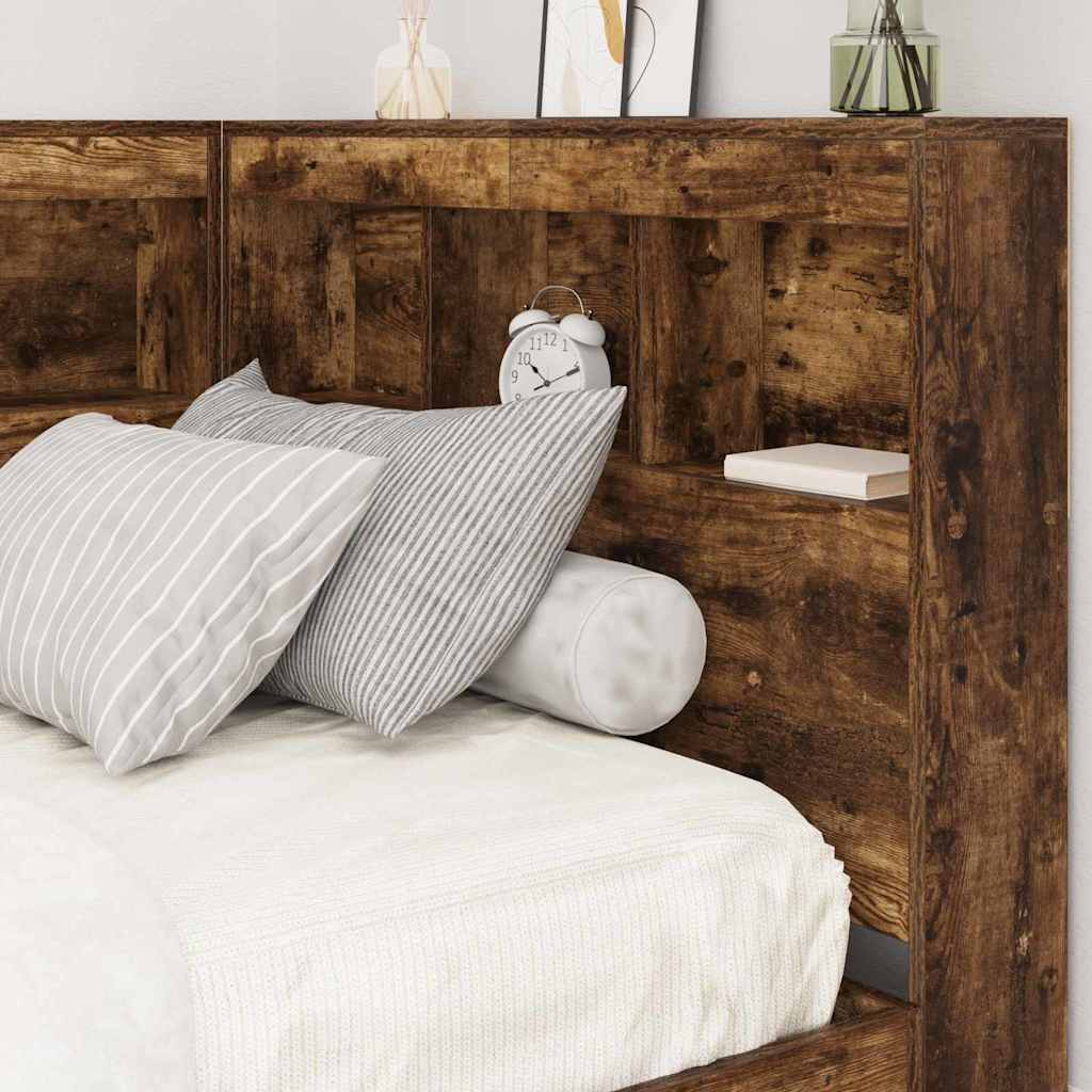 Storage Headboard with Shelf Smoked oak 90 cm Engineered wood