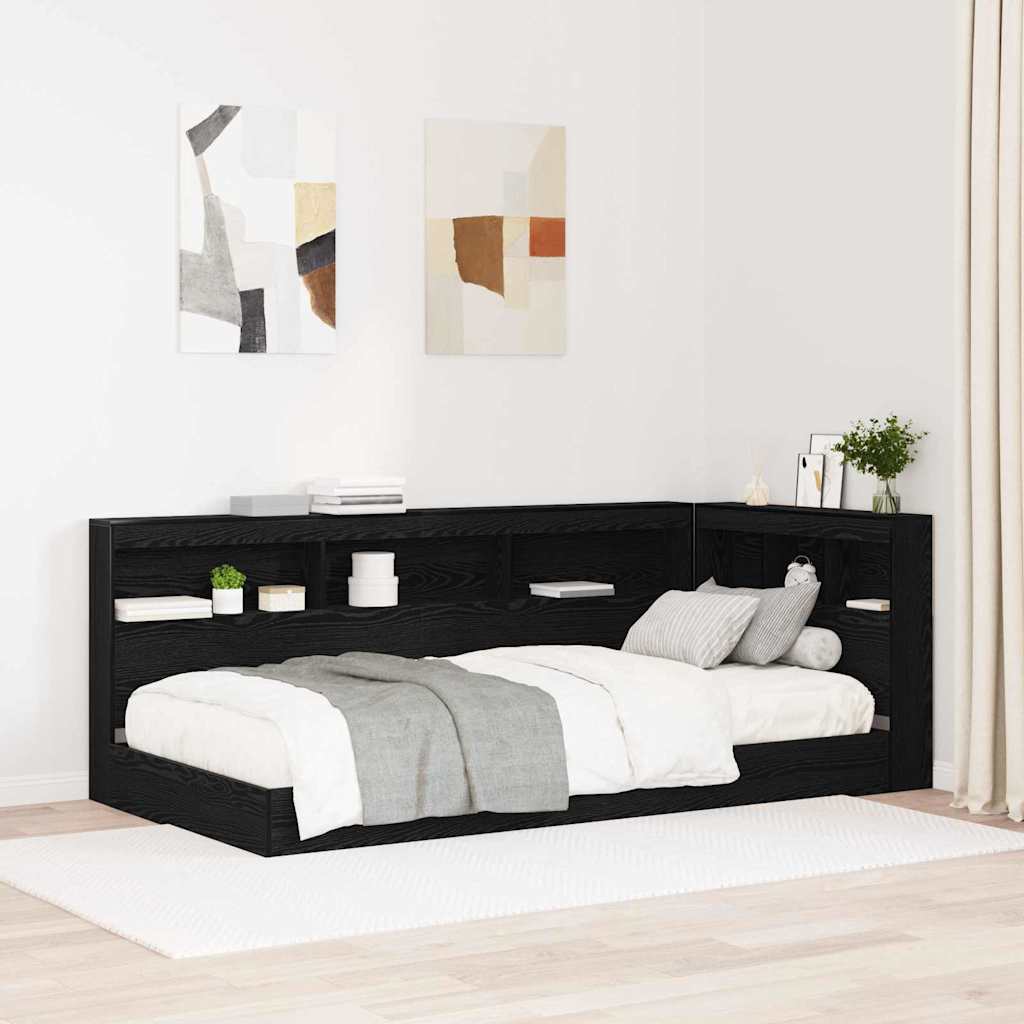 Storage Headboard with Shelf Black oak 75 cm Engineered wood