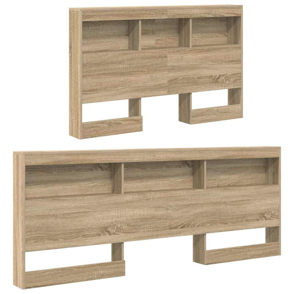 Storage Headboard with Shelf Sonoma oak 120 cm Engineered wood