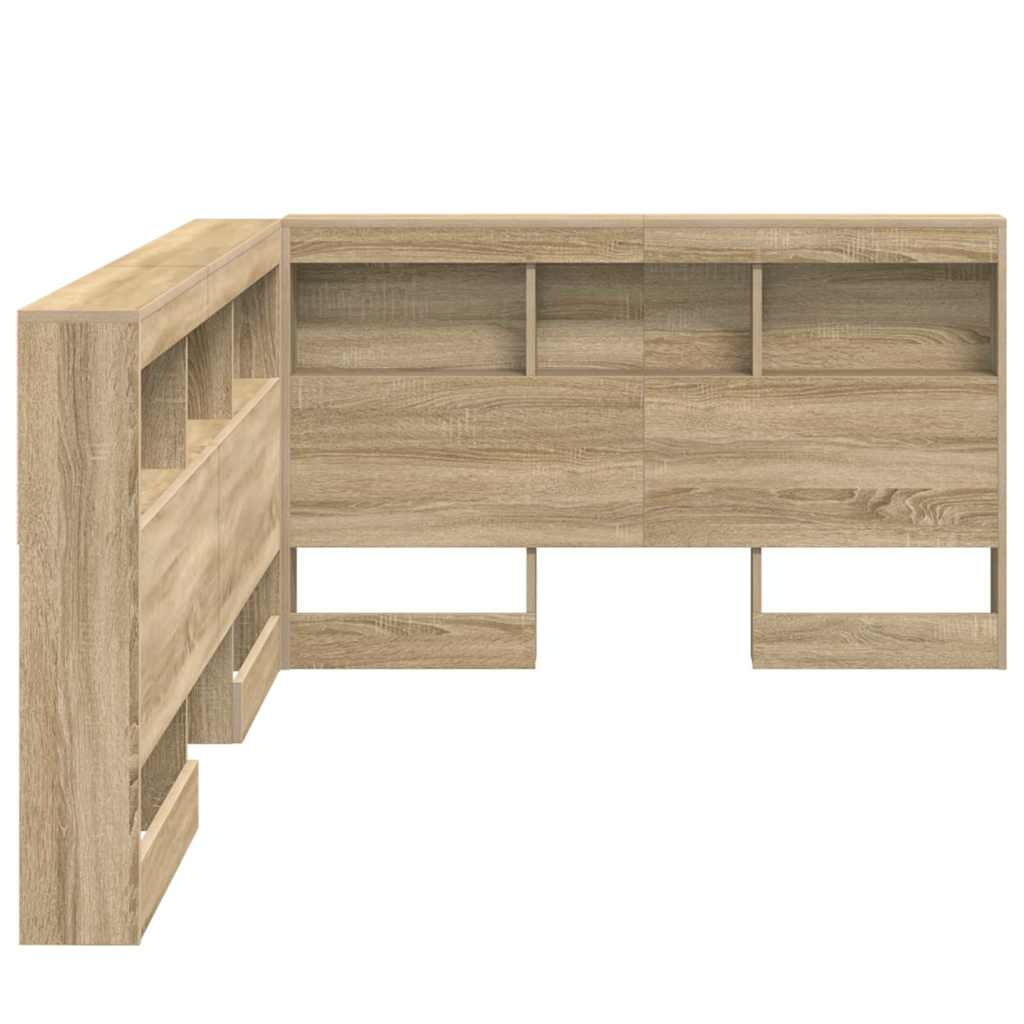 Storage Headboard with Shelf Sonoma oak 120 cm Engineered wood