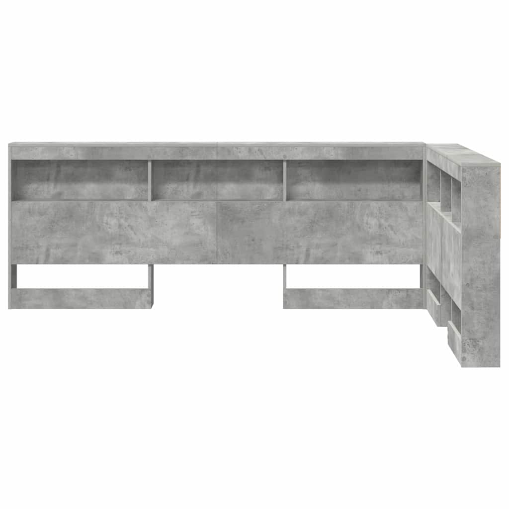Storage Headboard Concrete grey 120 cm Engineered wood