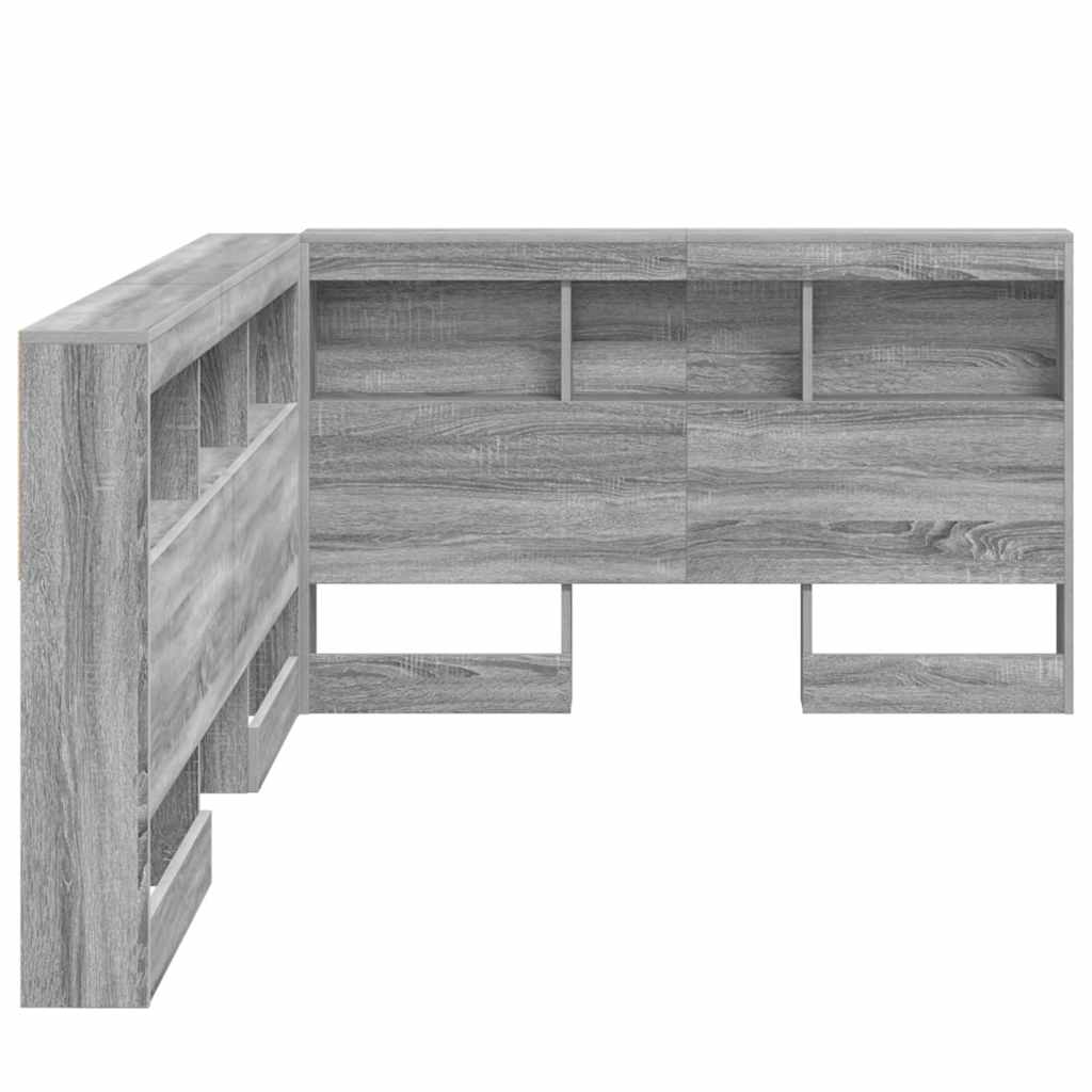 Storage Headboard with Shelf Grey sonoma 120 cm Engineered wood