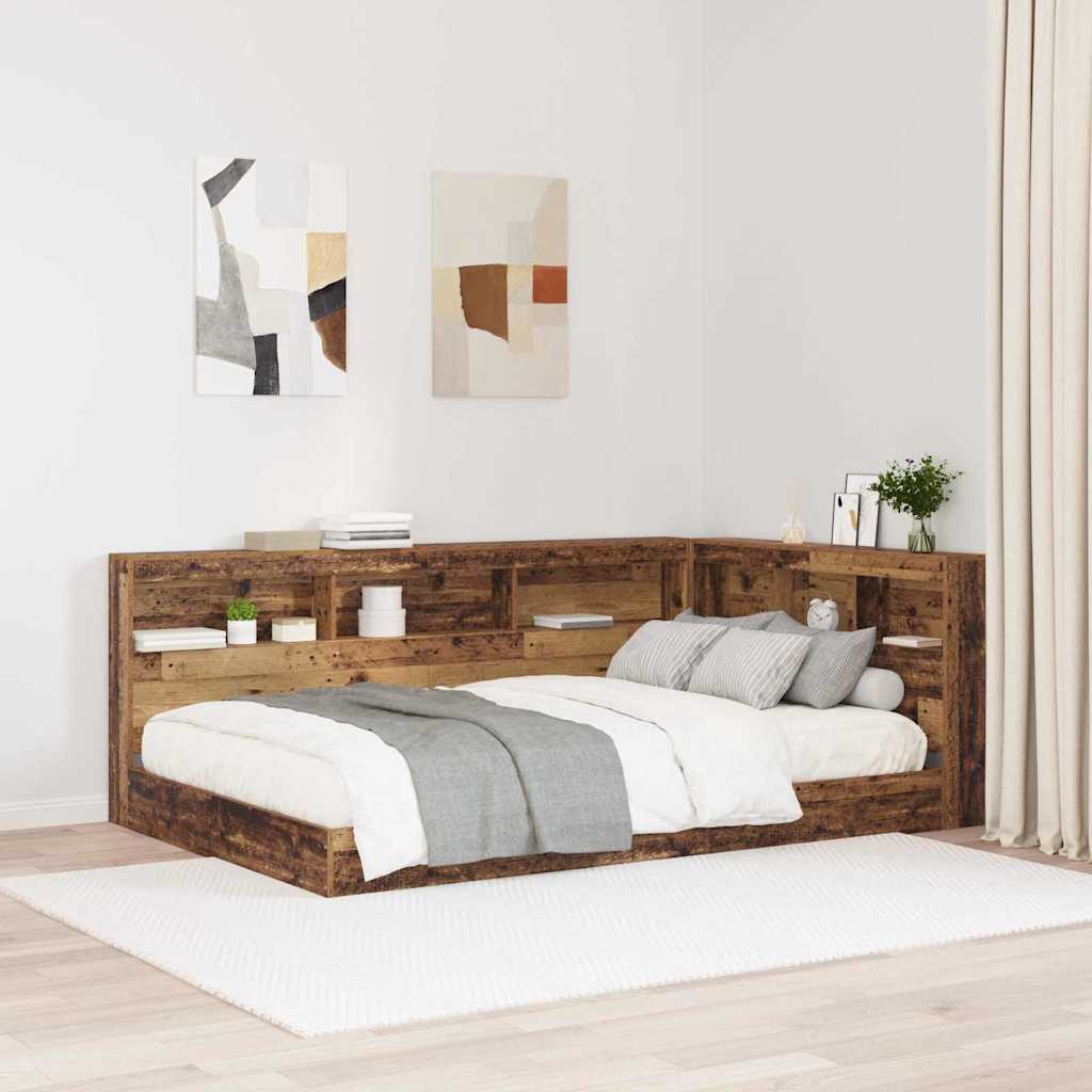 Storage Headboard with Shelf Old wood 120 cm Engineered wood