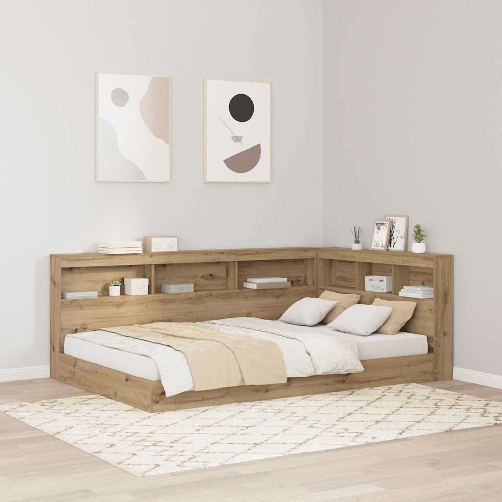 Storage Headboard with Shelf Artisan oak 120 cm Engineered wood