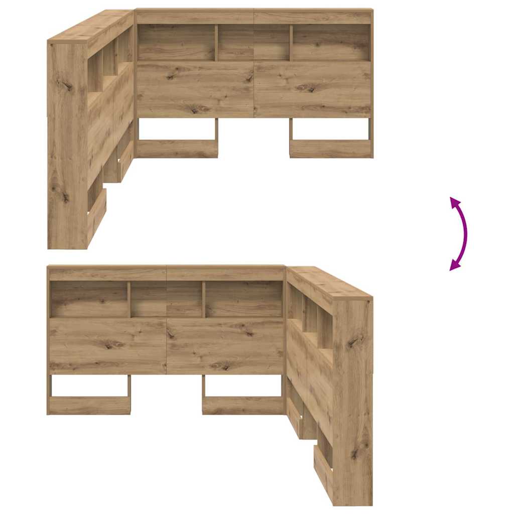 Storage Headboard with Shelf Artisan oak 120 cm Engineered wood