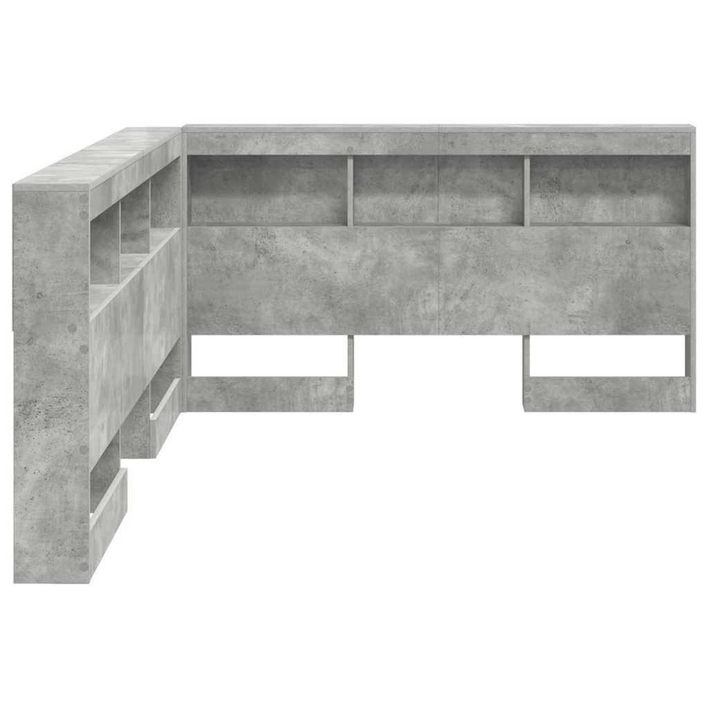 Storage Headboard Concrete grey 140 cm Engineered wood