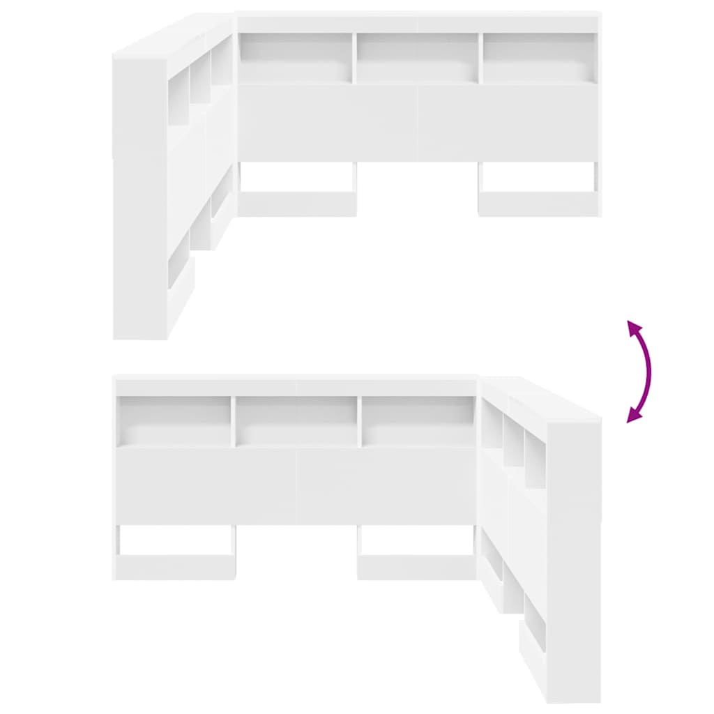 Storage Headboard with Shelf White 135 cm Engineered wood