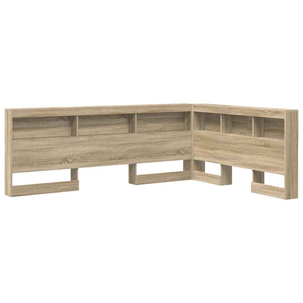 Storage Headboard with Shelf Sonoma oak 135 cm Engineered wood