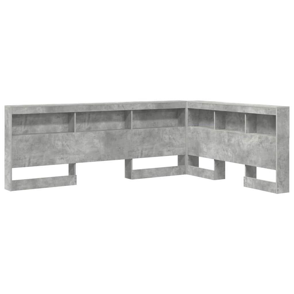 Storage Headboard Concrete grey 135 cm Engineered wood