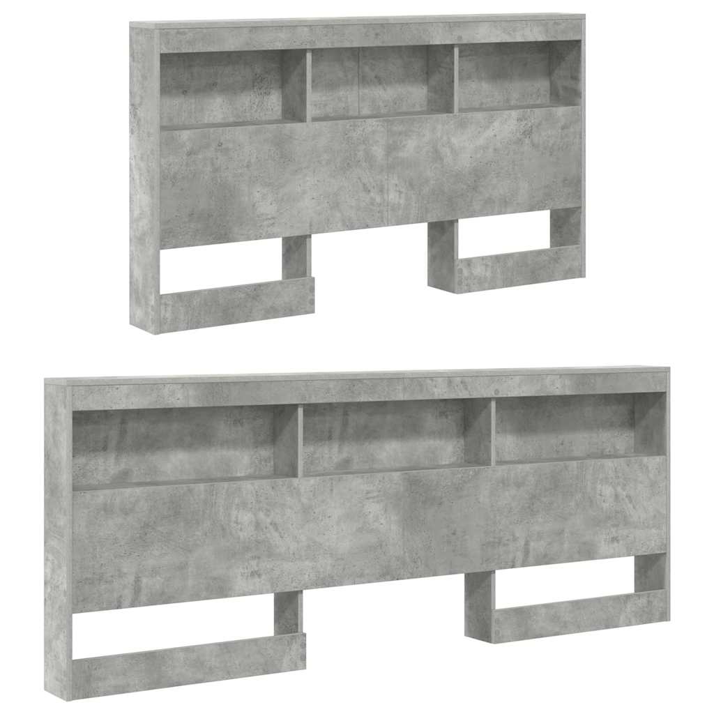 Storage Headboard Concrete grey 135 cm Engineered wood