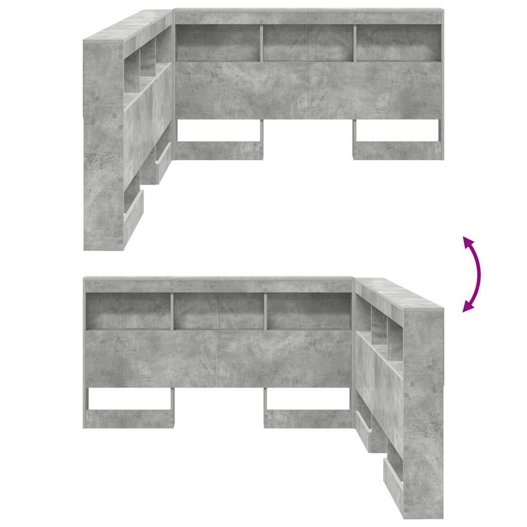 Storage Headboard Concrete grey 135 cm Engineered wood