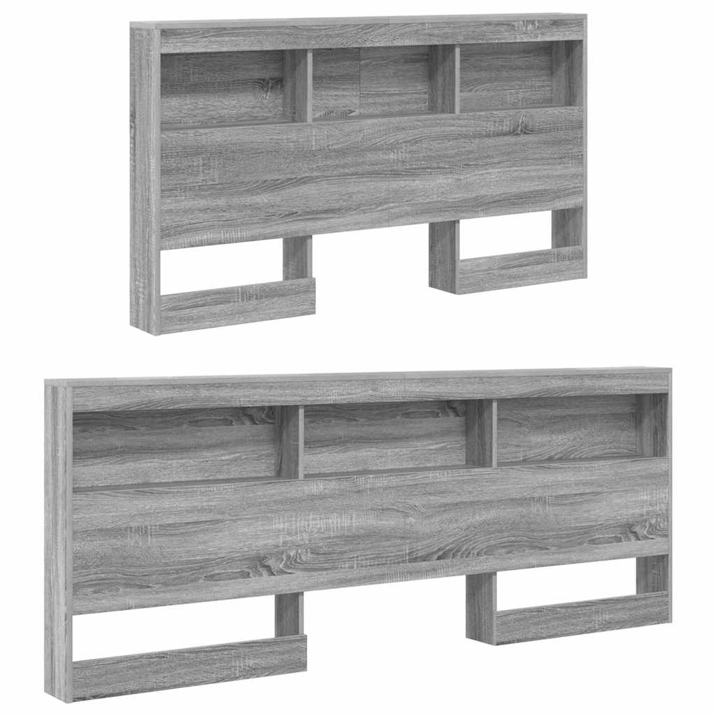 Storage Headboard with Shelf Grey sonoma 135 cm Engineered wood