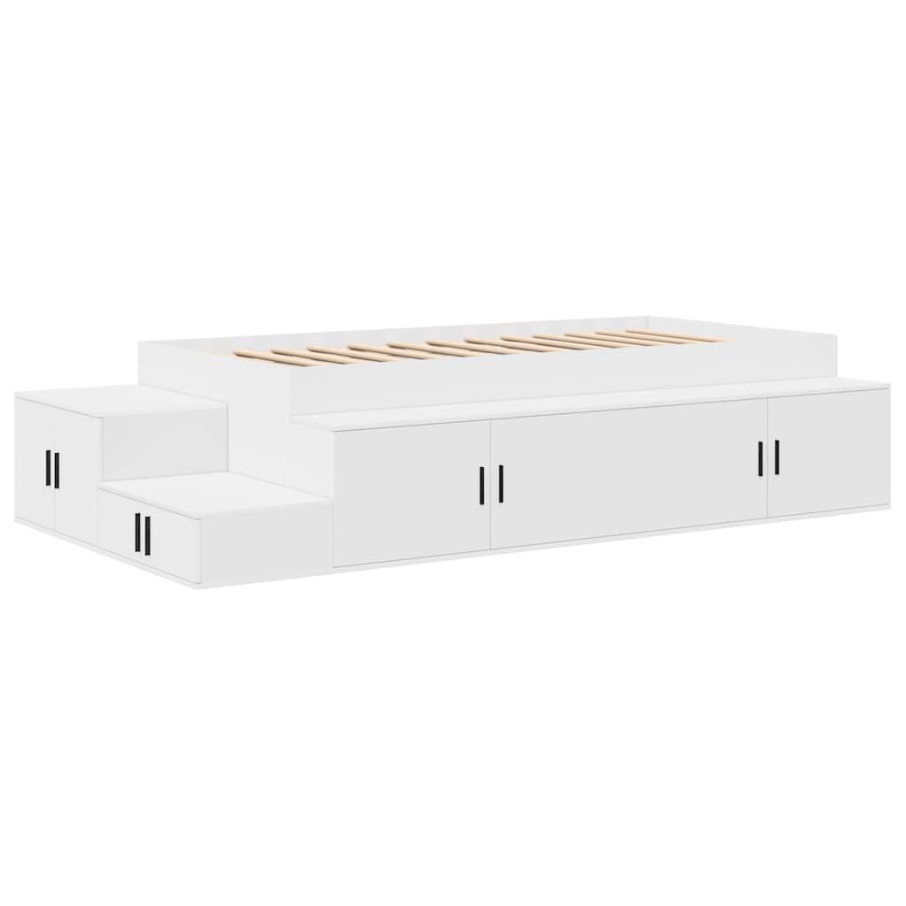 Storage Bed Frame White 244 x 127 x 53.5 cm Engineered wood