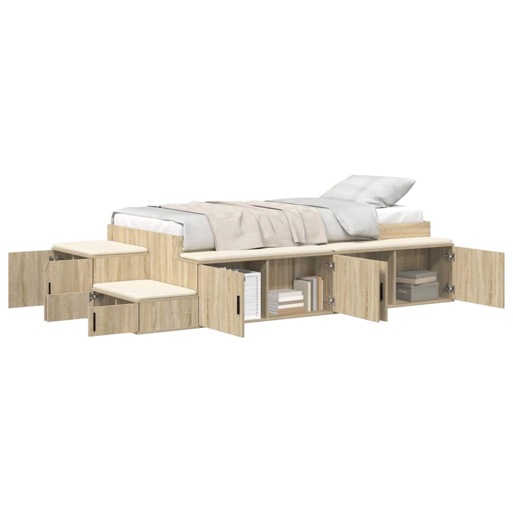 Storage Bed Frame with Drawer Sonoma Oak 244 x 127 x 53.5 cm