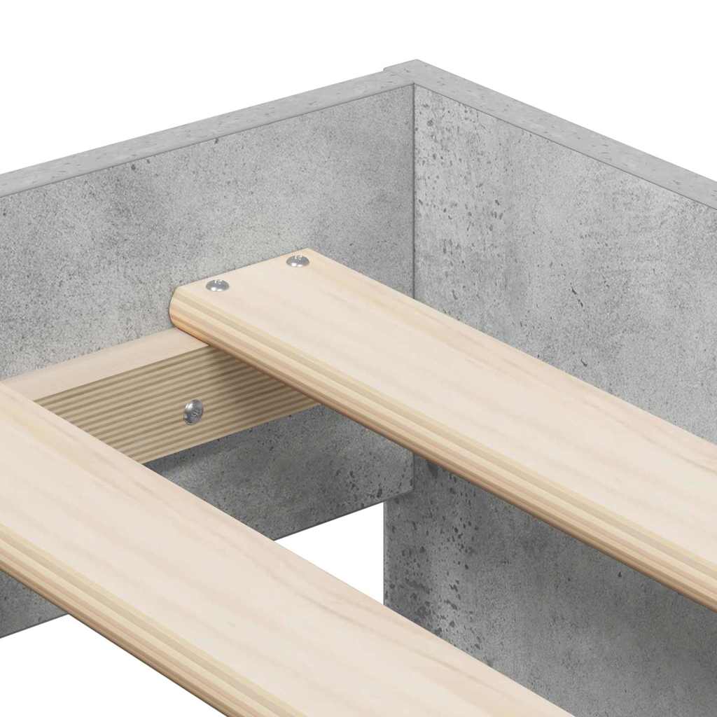 Storage Bed Frame with Drawer Concrete Grey 244 x 127 x 53.5 cm
