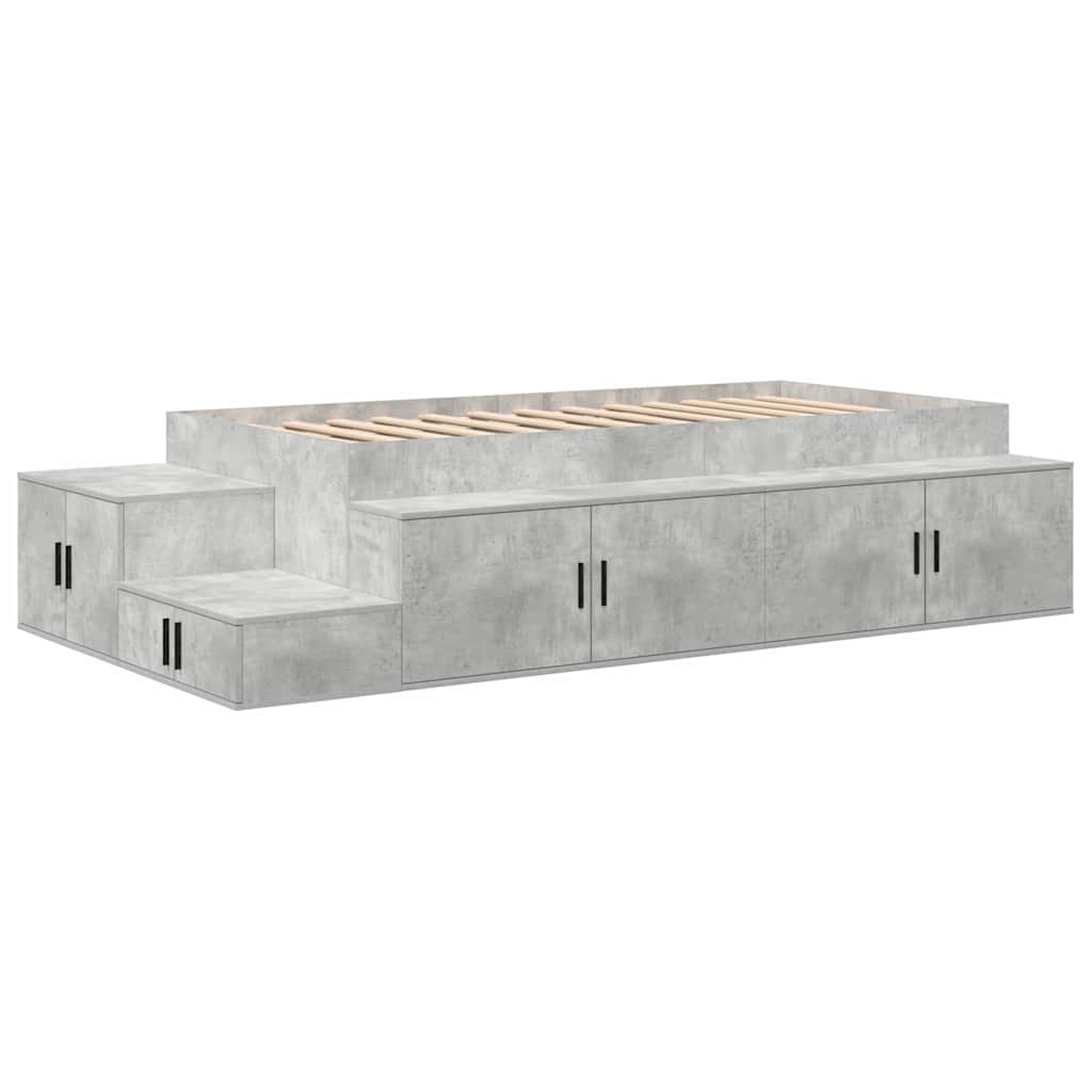 Storage Bed Frame with Drawer Concrete Grey 244 x 127 x 53.5 cm