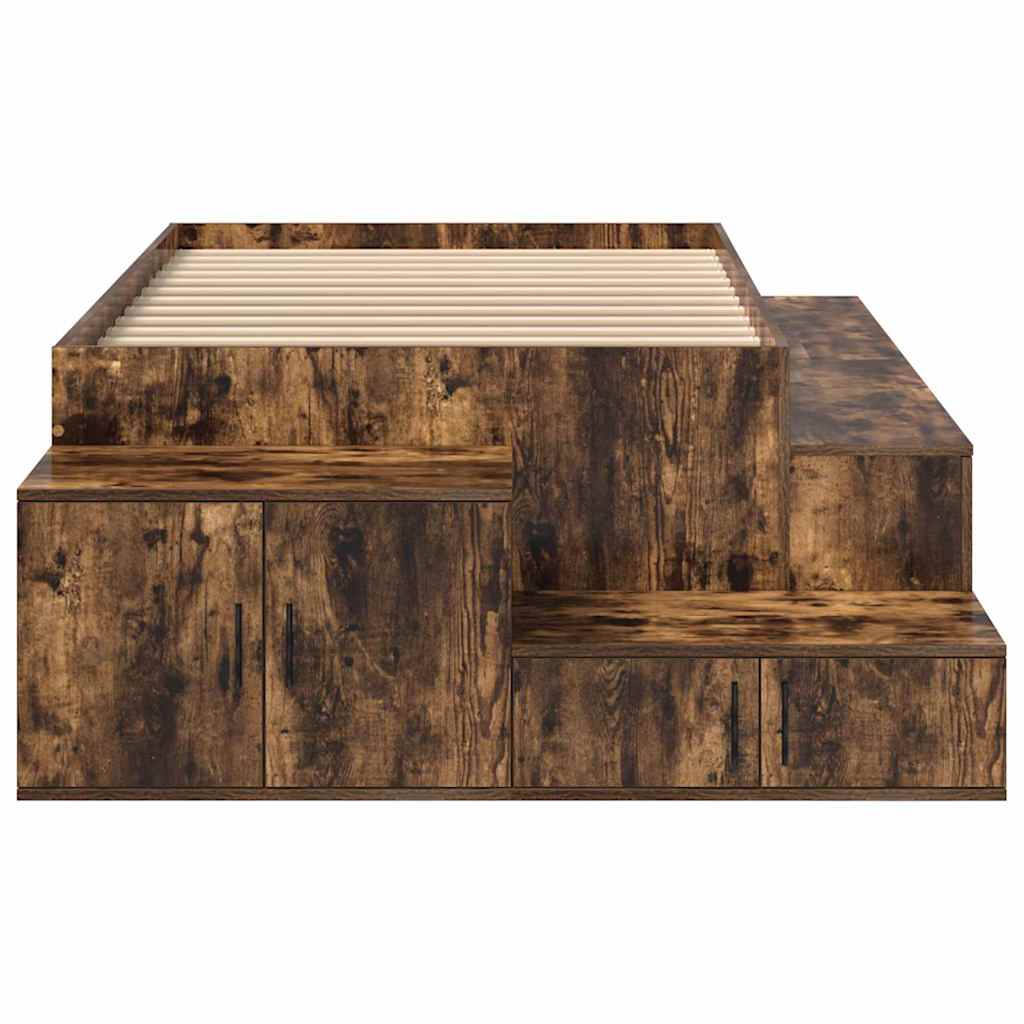 Storage Bed Frame with Drawer Smoked Oak 244 x 127 x 53.5 cm